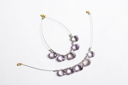 5 Pieces Pink Amethyst Faceted Heart Shape  Briolettes Beads Strand,Sold By Strand,9x9 - 10x10 mm ,33056