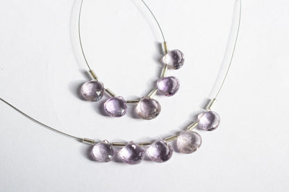 5 Pieces Pink Amethyst Faceted Heart Shape  Briolettes Beads Strand,Sold By Strand,9x9 - 10x10 mm ,33056