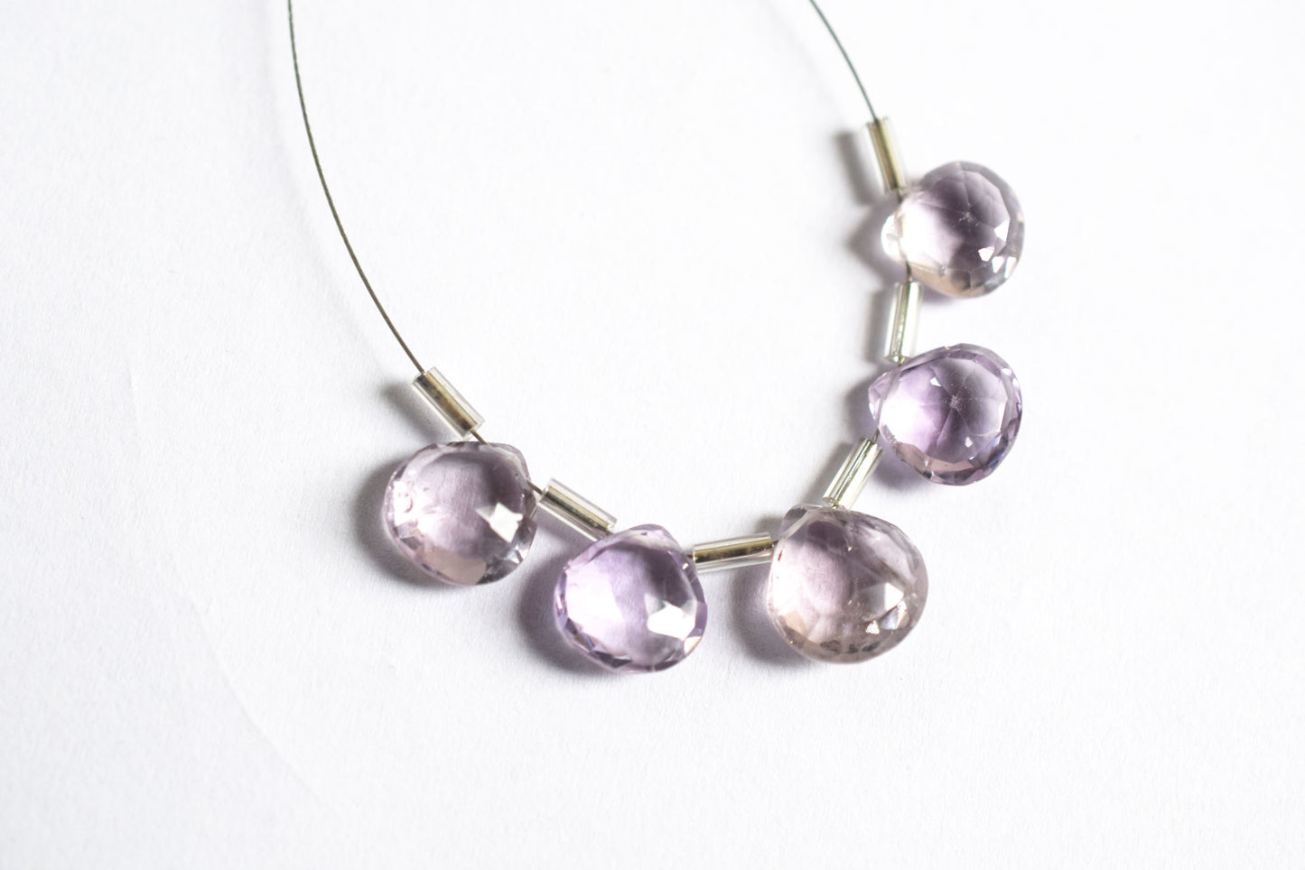 5 Pieces Pink Amethyst Faceted Heart Shape  Briolettes Beads Strand,Sold By Strand,9x9 - 10x10 mm ,33056