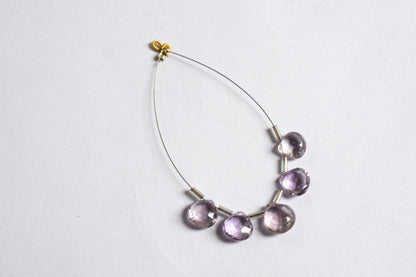 5 Pieces Pink Amethyst Faceted Heart Shape  Briolettes Beads Strand,Sold By Strand,9x9 - 10x10 mm ,33056