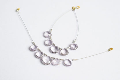 5 Pieces Pink Amethyst Faceted Heart Shape  Briolettes Beads Strand,Sold By Strand,9x9 - 12x12 mm ,33057
