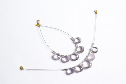 5 Pieces Pink Amethyst Faceted Heart Shape  Briolettes Beads Strand,Sold By Strand,9x9 - 12x12 mm ,33057