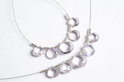 5 Pieces Pink Amethyst Faceted Heart Shape  Briolettes Beads Strand,Sold By Strand,9x9 - 12x12 mm ,33060