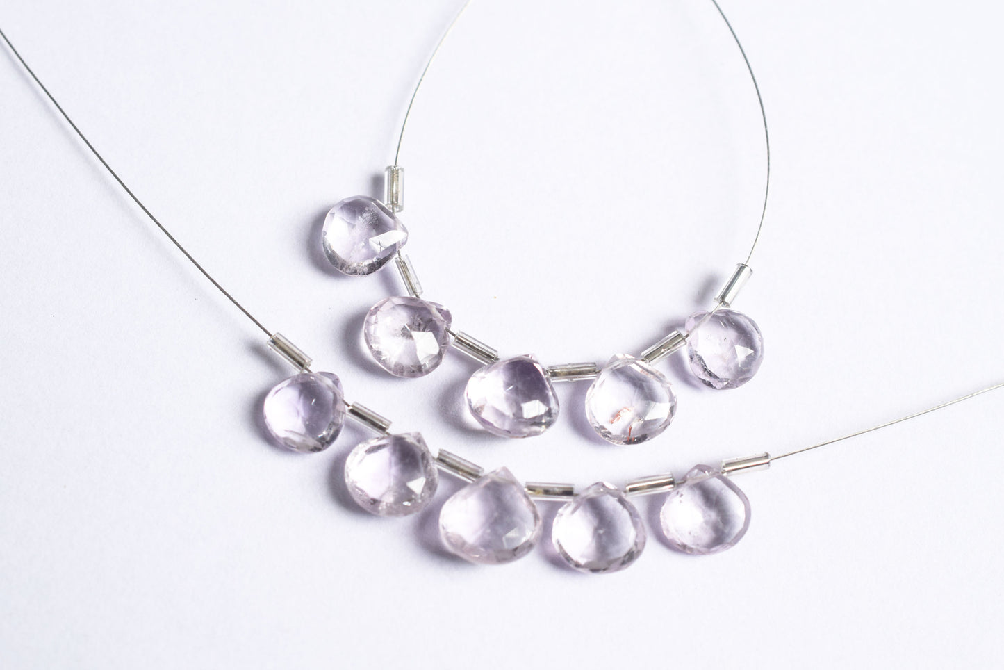 5 Pieces Pink Amethyst Faceted Heart Shape  Briolettes Beads Strand,Sold By Strand,9x9 - 10x10 mm ,33061