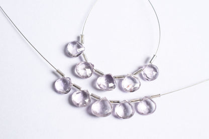 5 Pieces Pink Amethyst Faceted Heart Shape  Briolettes Beads Strand,Sold By Strand,9x9 - 10x10 mm ,33061