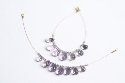 7 Pcs Lavender Amethyst Faceted Pear Briolette Beads Strand , Sold By Strand , 6x9 - 7x13 mm , 33064