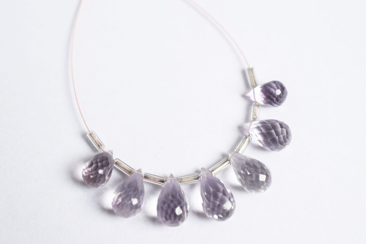 7 Pcs Lavender Amethyst Faceted Pear Briolette Beads Strand , Sold By Strand , 6x9 - 7x13 mm , 33064
