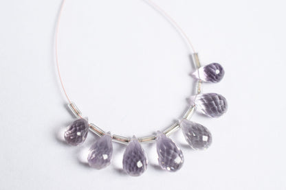 7 Pcs Lavender Amethyst Faceted Pear Briolette Beads Strand , Sold By Strand , 6x9 - 7x13 mm , 33064