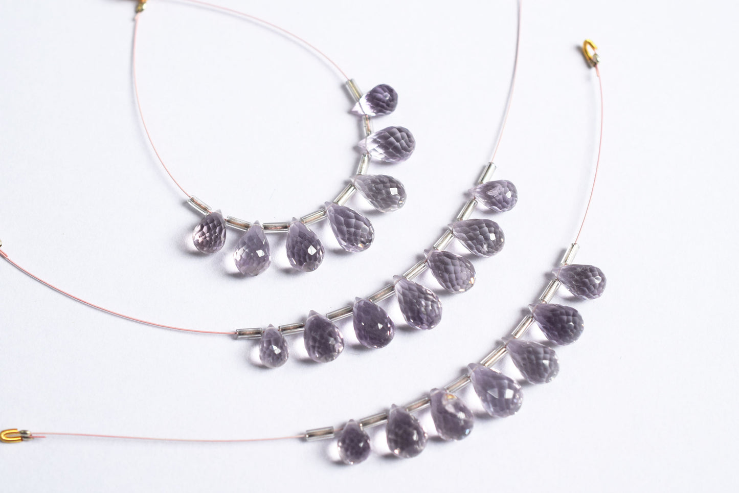 7 Pcs Lavender Amethyst Faceted Pear Briolette Beads Strand , Sold By Strand , 6x9 - 7x13 mm , 33064