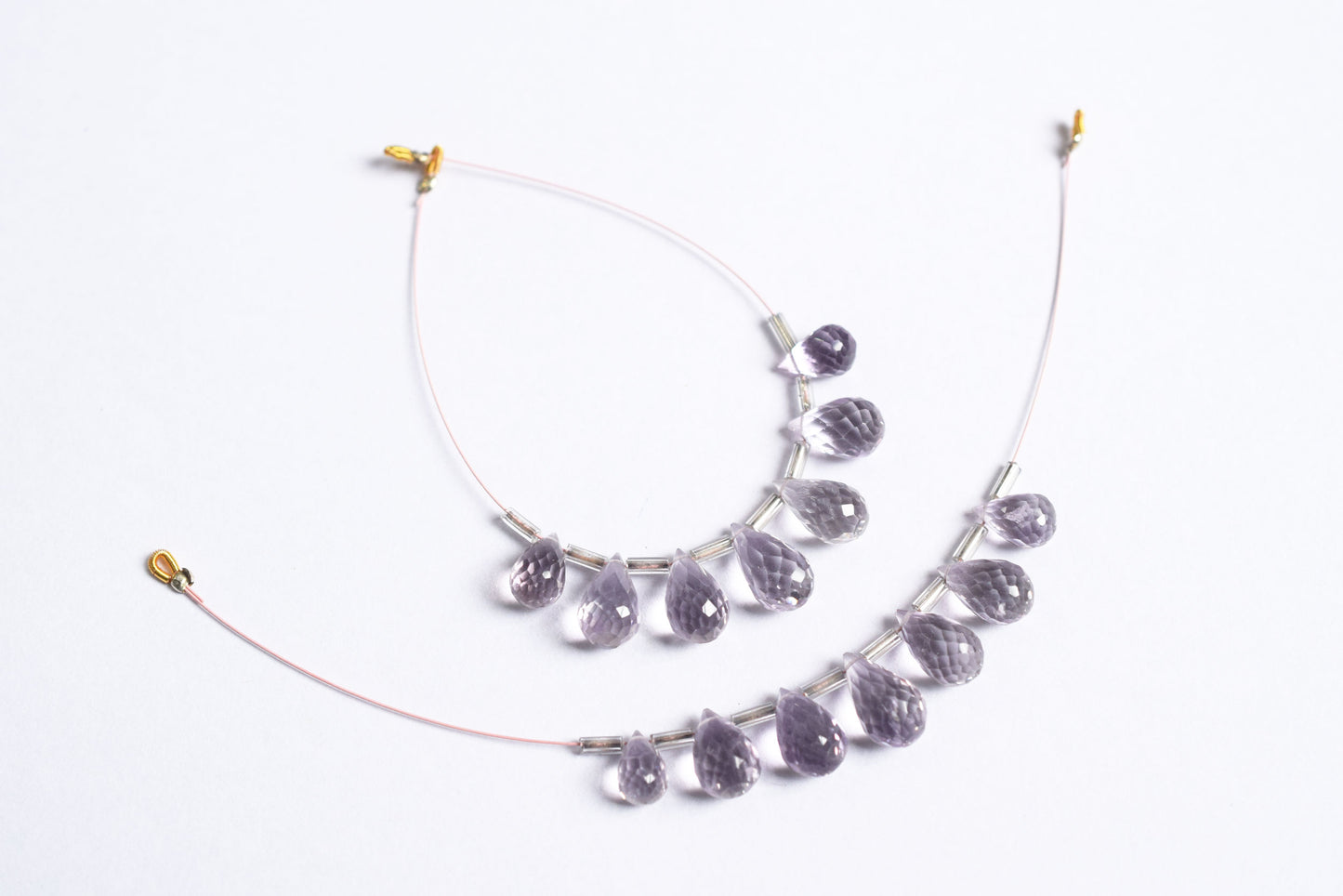 7 Pcs Lavender Amethyst Faceted Pear Briolette Beads Strand , Sold By Strand , 6x9 - 7x13 mm , 33064