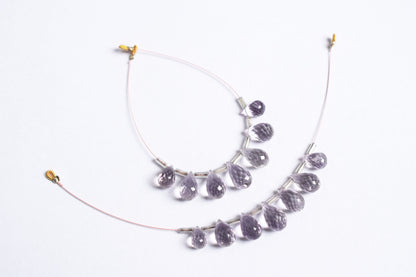 7 Pcs Lavender Amethyst Faceted Pear Briolette Beads Strand , Sold By Strand , 6x9 - 7x13 mm , 33064