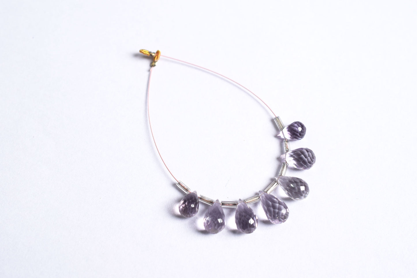 7 Pcs Lavender Amethyst Faceted Pear Briolette Beads Strand , Sold By Strand , 6x9 - 7x13 mm , 33064