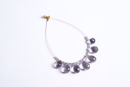 7 Pcs Lavender Amethyst Faceted Pear Briolette Beads Strand , Sold By Strand , 6x9 - 7x13 mm , 33064