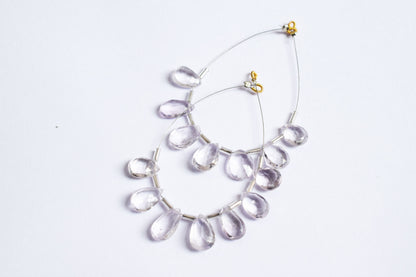 7 Pieces White Amethyst Faceted Pear Shape  Briolettes Beads Strand,Sold By Strand,8x12 - 10x13 mm ,33065
