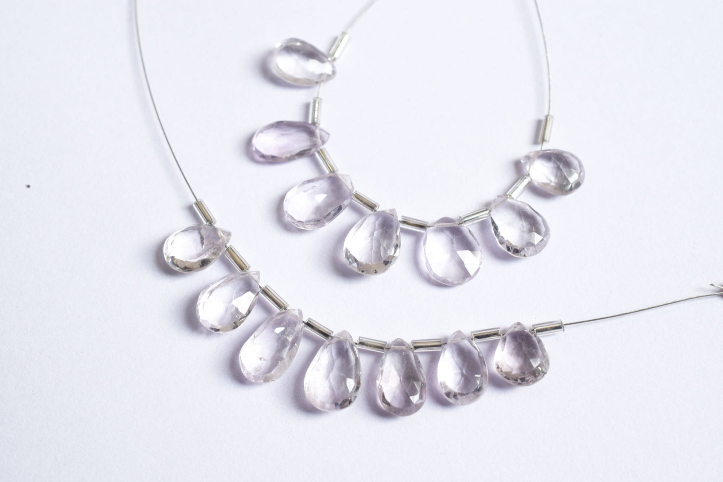 7 Pieces White Amethyst Faceted Pear Shape  Briolettes Beads Strand,Sold By Strand,8x12 - 10x13 mm ,33065