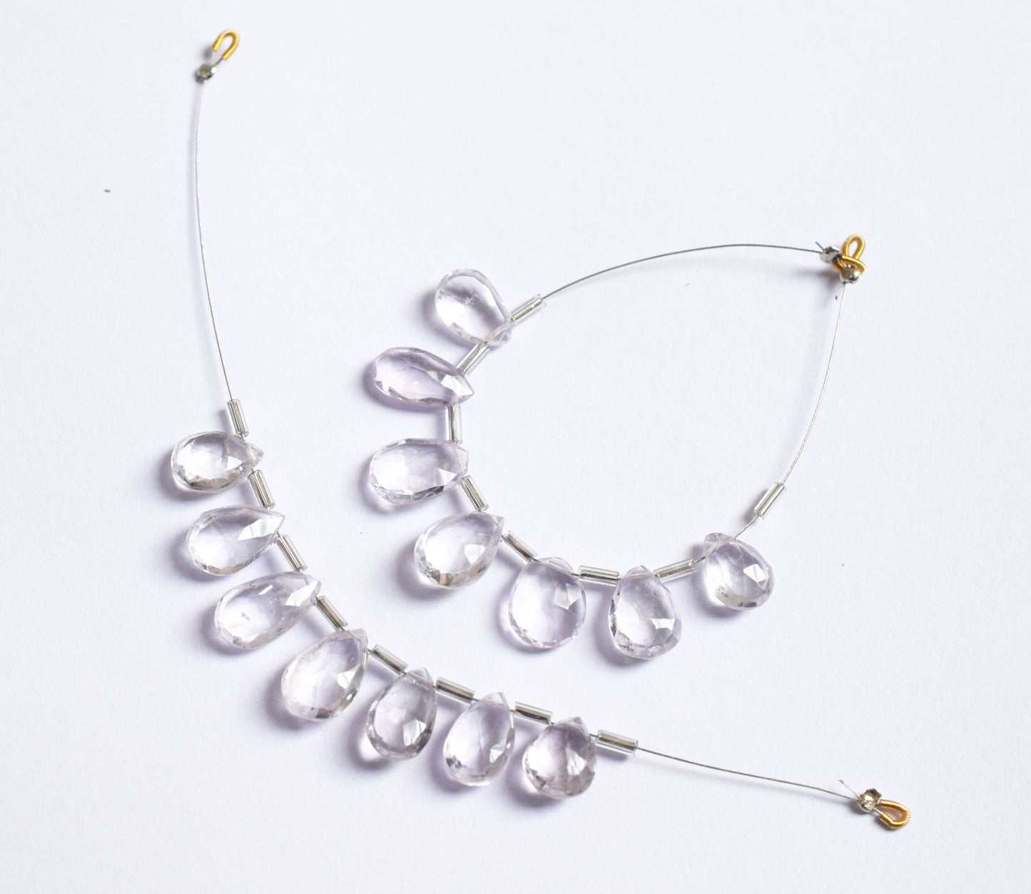 7 Pieces White Amethyst Faceted Pear Shape  Briolettes Beads Strand,Sold By Strand,8x12 - 10x13 mm ,33065
