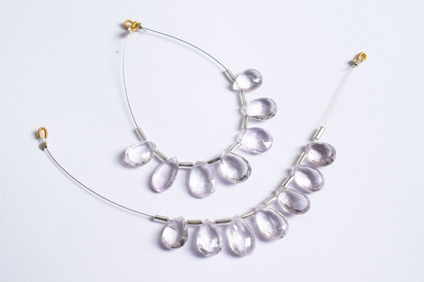 7 Pieces White Amethyst Faceted Pear Shape  Briolettes Beads Strand,Sold By Strand,8x12 - 10x13 mm ,33065