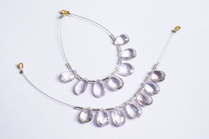 7 Pieces White Amethyst Faceted Pear Shape  Briolettes Beads Strand,Sold By Strand,8x12 - 10x13 mm ,33065