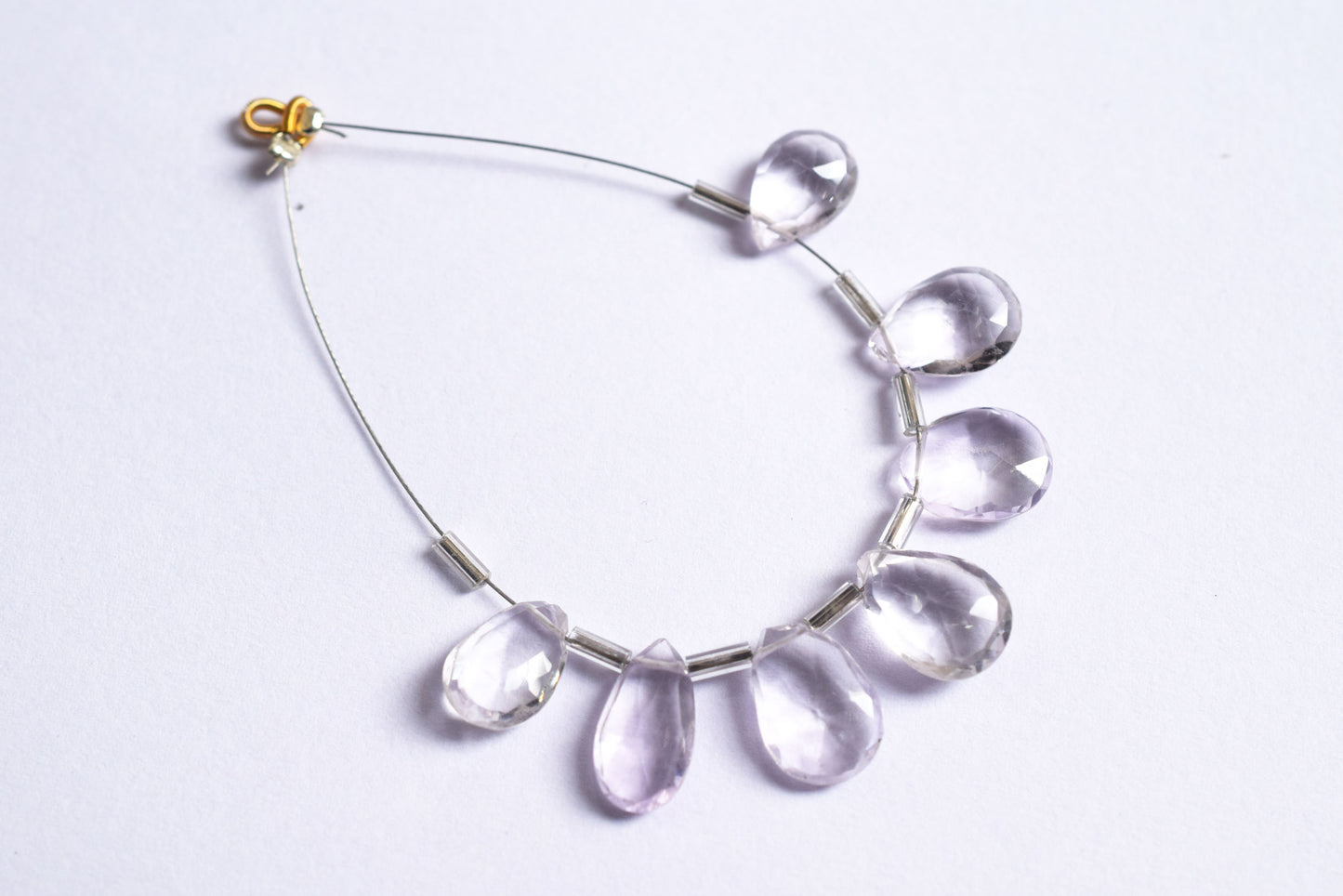 7 Pieces White Amethyst Faceted Pear Shape  Briolettes Beads Strand,Sold By Strand,8x12 - 10x13 mm ,33065