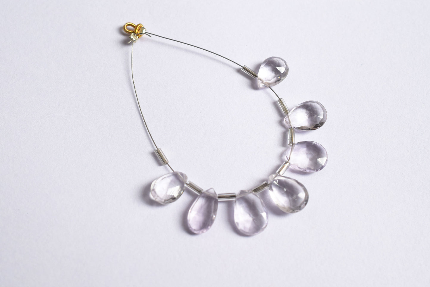 7 Pieces White Amethyst Faceted Pear Shape  Briolettes Beads Strand,Sold By Strand,8x12 - 10x13 mm ,33065