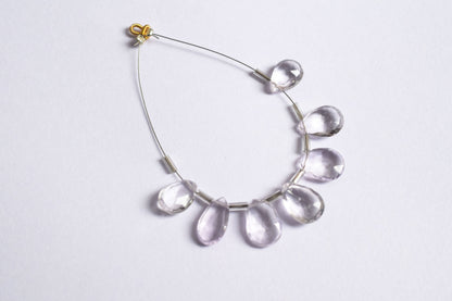 7 Pieces White Amethyst Faceted Pear Shape  Briolettes Beads Strand,Sold By Strand,8x12 - 10x13 mm ,33065