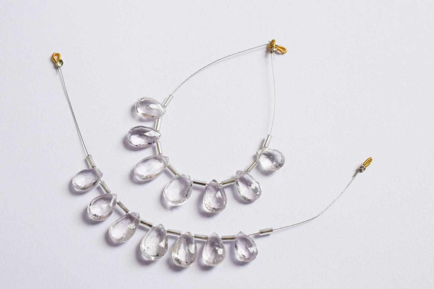7 Pieces White Amethyst Faceted Pear Shape  Briolettes Beads Strand,Sold By Strand,8x11 - 9.50x13 mm ,33066