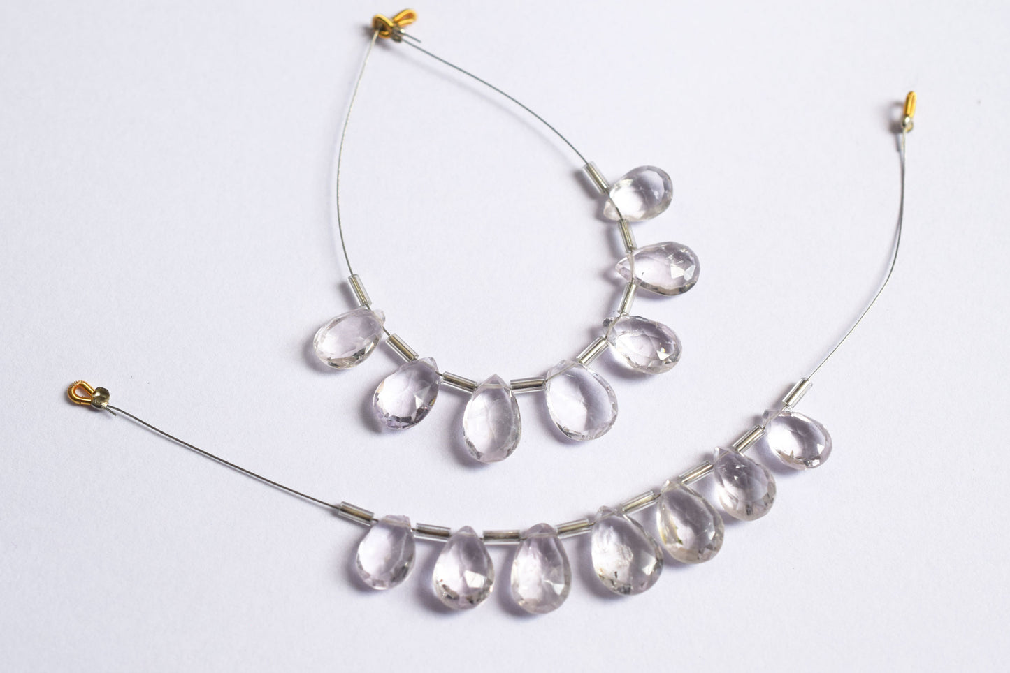 7 Pieces White Amethyst Faceted Pear Shape  Briolettes Beads Strand,Sold By Strand,8x11 - 9.50x13 mm ,33066