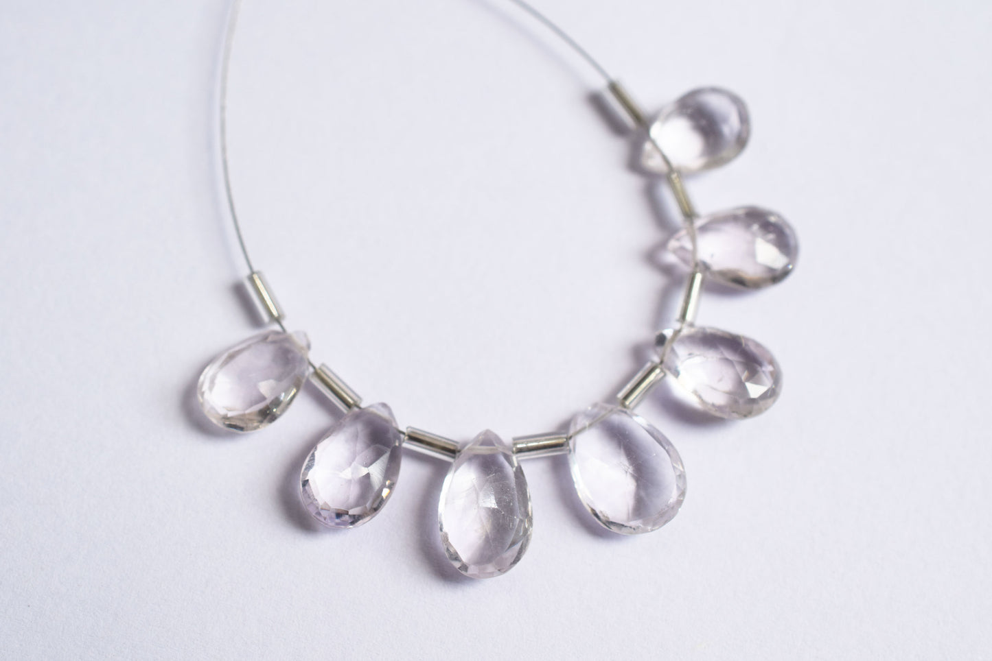7 Pieces White Amethyst Faceted Pear Shape  Briolettes Beads Strand,Sold By Strand,8x11 - 9.50x13 mm ,33066