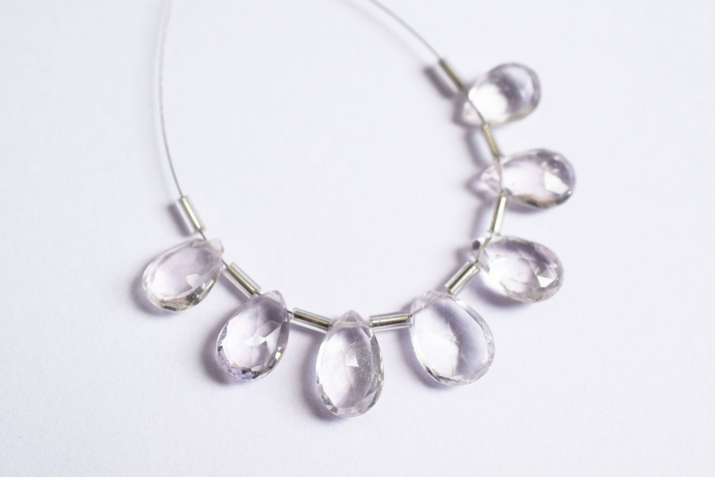 7 Pieces White Amethyst Faceted Pear Shape  Briolettes Beads Strand,Sold By Strand,8x11 - 9.50x13 mm ,33066