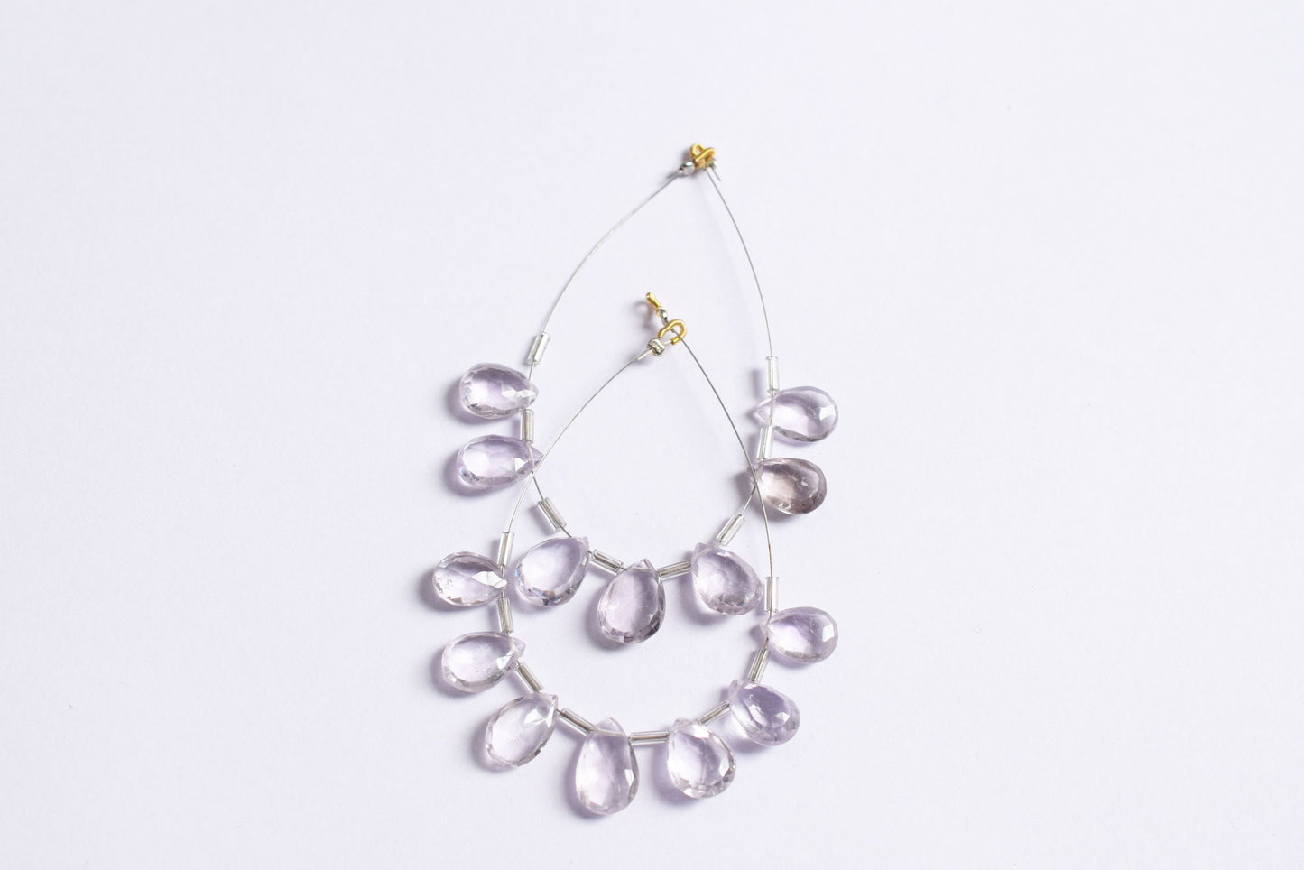 7 Pieces White Amethyst Faceted Pear Shape  Briolettes Beads Strand,Sold By Strand,8x11 - 9x14 mm ,33067