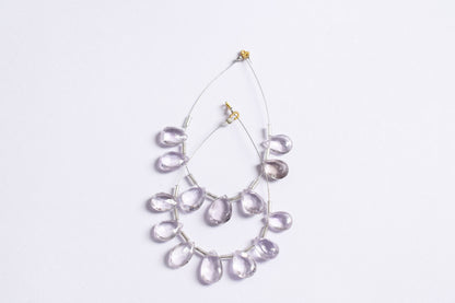7 Pieces White Amethyst Faceted Pear Shape  Briolettes Beads Strand,Sold By Strand,8x11 - 9x14 mm ,33067