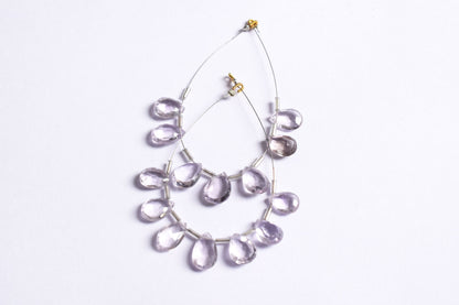 7 Pieces White Amethyst Faceted Pear Shape  Briolettes Beads Strand,Sold By Strand,8x11 - 9x14 mm ,33067