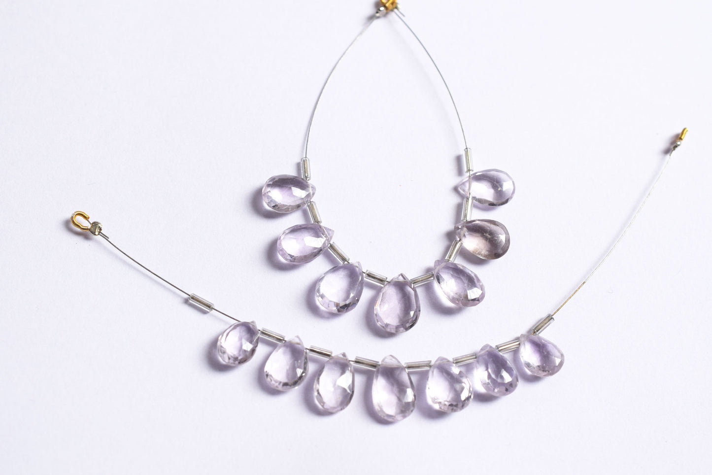 7 Pieces White Amethyst Faceted Pear Shape  Briolettes Beads Strand,Sold By Strand,8x11 - 9x14 mm ,33067