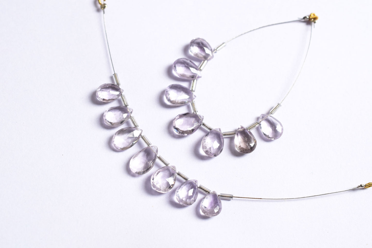 7 Pieces White Amethyst Faceted Pear Shape  Briolettes Beads Strand,Sold By Strand,8x11 - 9x14 mm ,33067