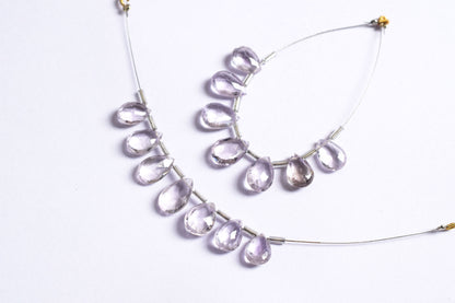 7 Pieces White Amethyst Faceted Pear Shape  Briolettes Beads Strand,Sold By Strand,8x11 - 9x14 mm ,33067
