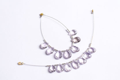 7 Pieces White Amethyst Faceted Pear Shape  Briolettes Beads Strand,Sold By Strand,8x11 - 9x14 mm ,33067
