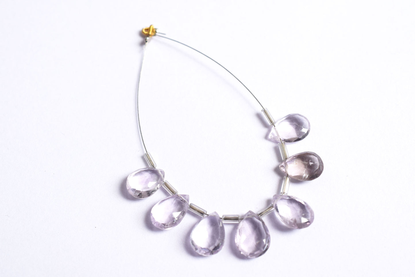 7 Pieces White Amethyst Faceted Pear Shape  Briolettes Beads Strand,Sold By Strand,8x11 - 9x14 mm ,33067