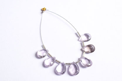 7 Pieces White Amethyst Faceted Pear Shape  Briolettes Beads Strand,Sold By Strand,8x11 - 9x14 mm ,33067