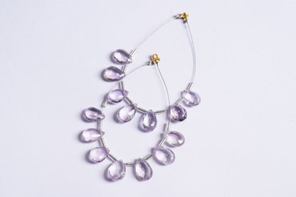 7 Pieces White Amethyst Faceted Pear Shape  Briolettes Beads Strand,Sold By Strand,7x11 - 9x14 mm ,33068
