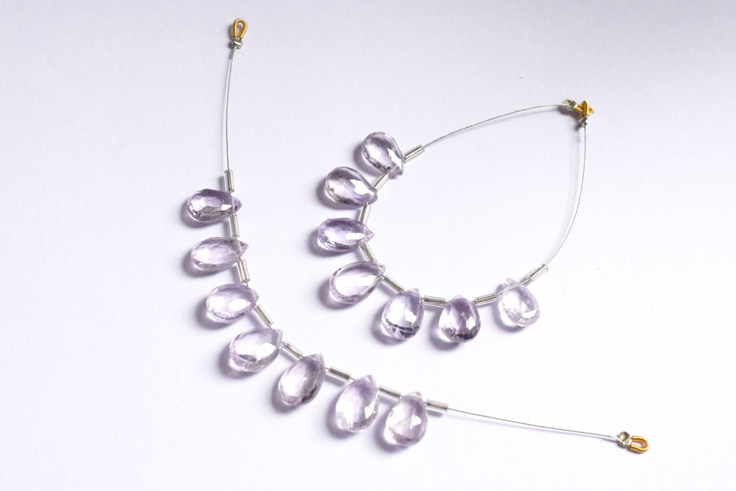 7 Pieces White Amethyst Faceted Pear Shape  Briolettes Beads Strand,Sold By Strand,7x11 - 9x14 mm ,33068