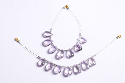 7 Pieces White Amethyst Faceted Pear Shape  Briolettes Beads Strand,Sold By Strand,7x11 - 9x14 mm ,33068