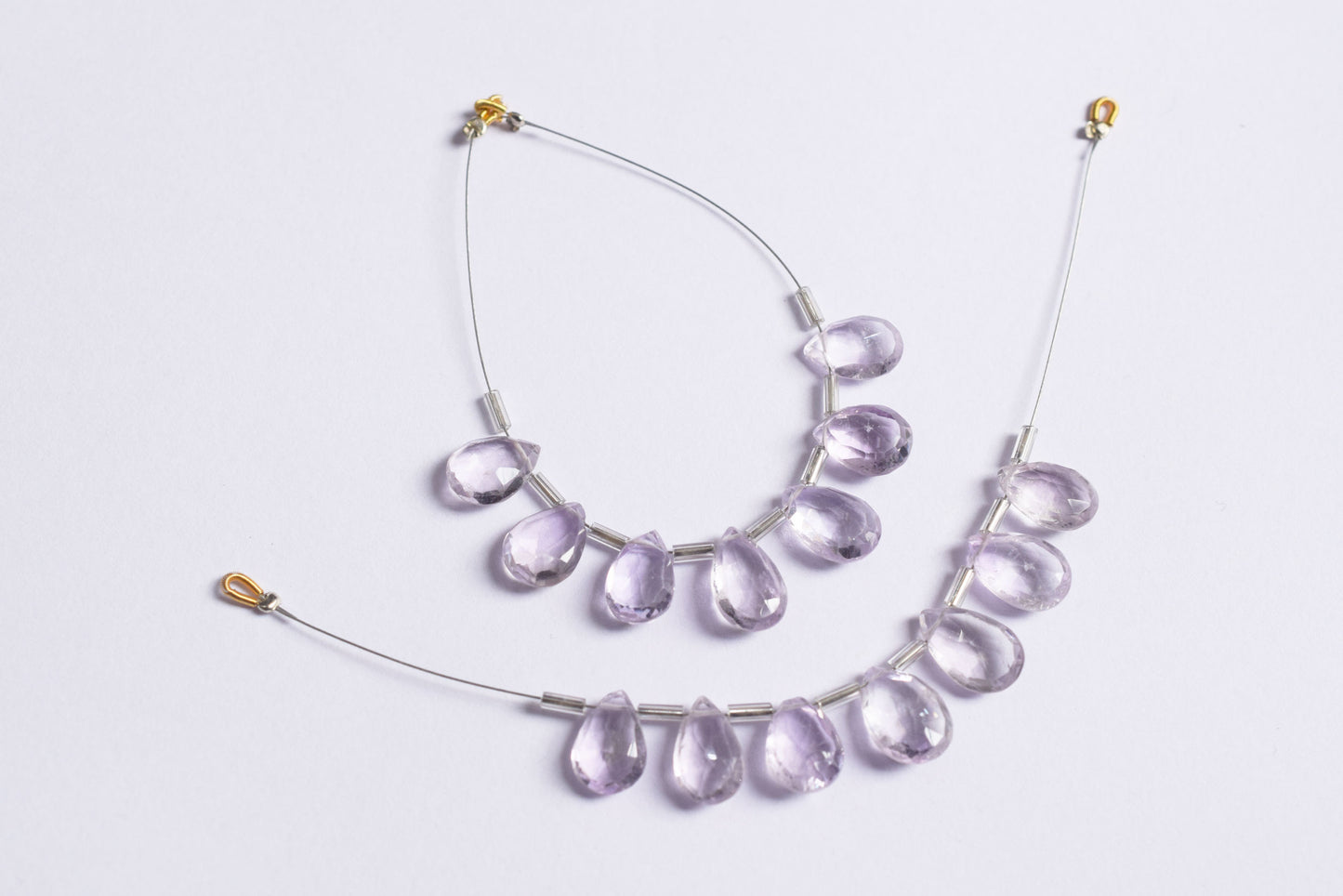 7 Pieces White Amethyst Faceted Pear Shape  Briolettes Beads Strand,Sold By Strand,7x11 - 9x14 mm ,33068