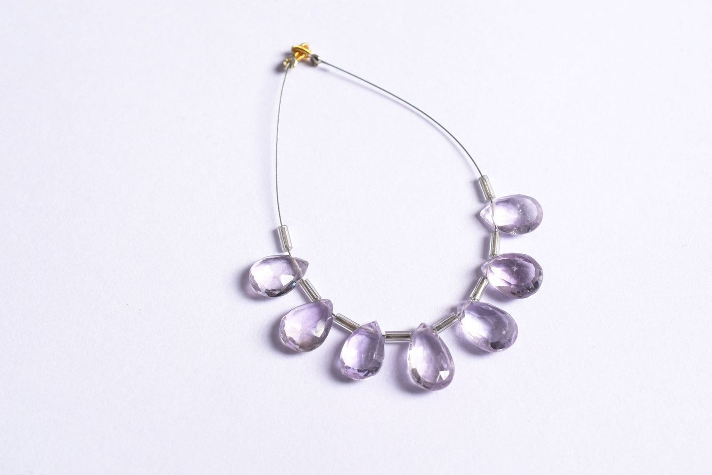 7 Pieces White Amethyst Faceted Pear Shape  Briolettes Beads Strand,Sold By Strand,7x11 - 9x14 mm ,33068