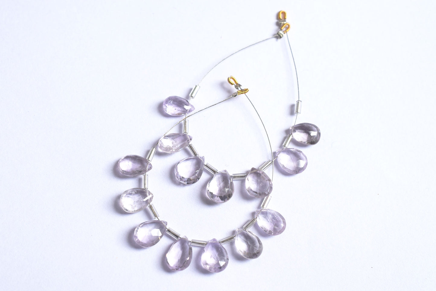 7 Pieces White Amethyst Faceted Pear Shape  Briolettes Beads Strand,Sold By Strand,7x11 - 9x13 mm ,33069