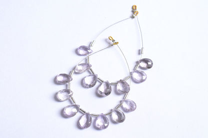 7 Pieces White Amethyst Faceted Pear Shape  Briolettes Beads Strand,Sold By Strand,7x11 - 9x13 mm ,33069