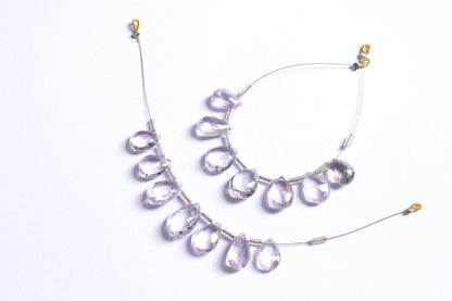 7 Pieces White Amethyst Faceted Pear Shape  Briolettes Beads Strand,Sold By Strand,7x11 - 9x13 mm ,33069