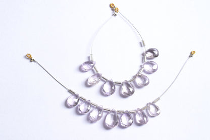 7 Pieces White Amethyst Faceted Pear Shape  Briolettes Beads Strand,Sold By Strand,7x11 - 9x13 mm ,33069