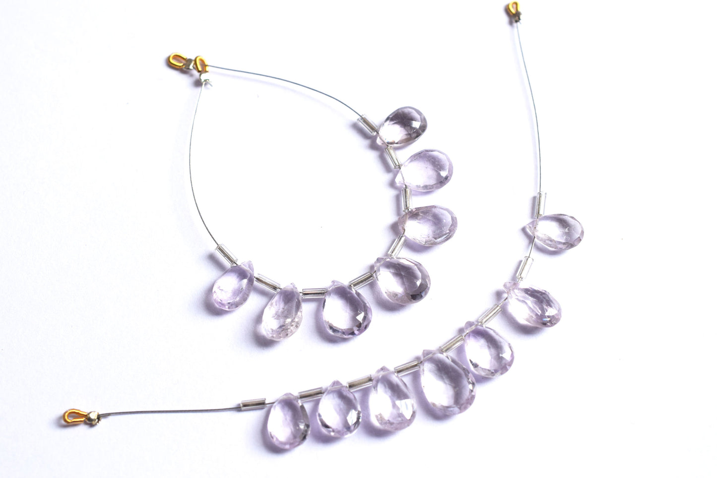 7 Pieces White Amethyst Faceted Pear Shape  Briolettes Beads Strand,Sold By Strand,7x11 - 9x13 mm ,33069