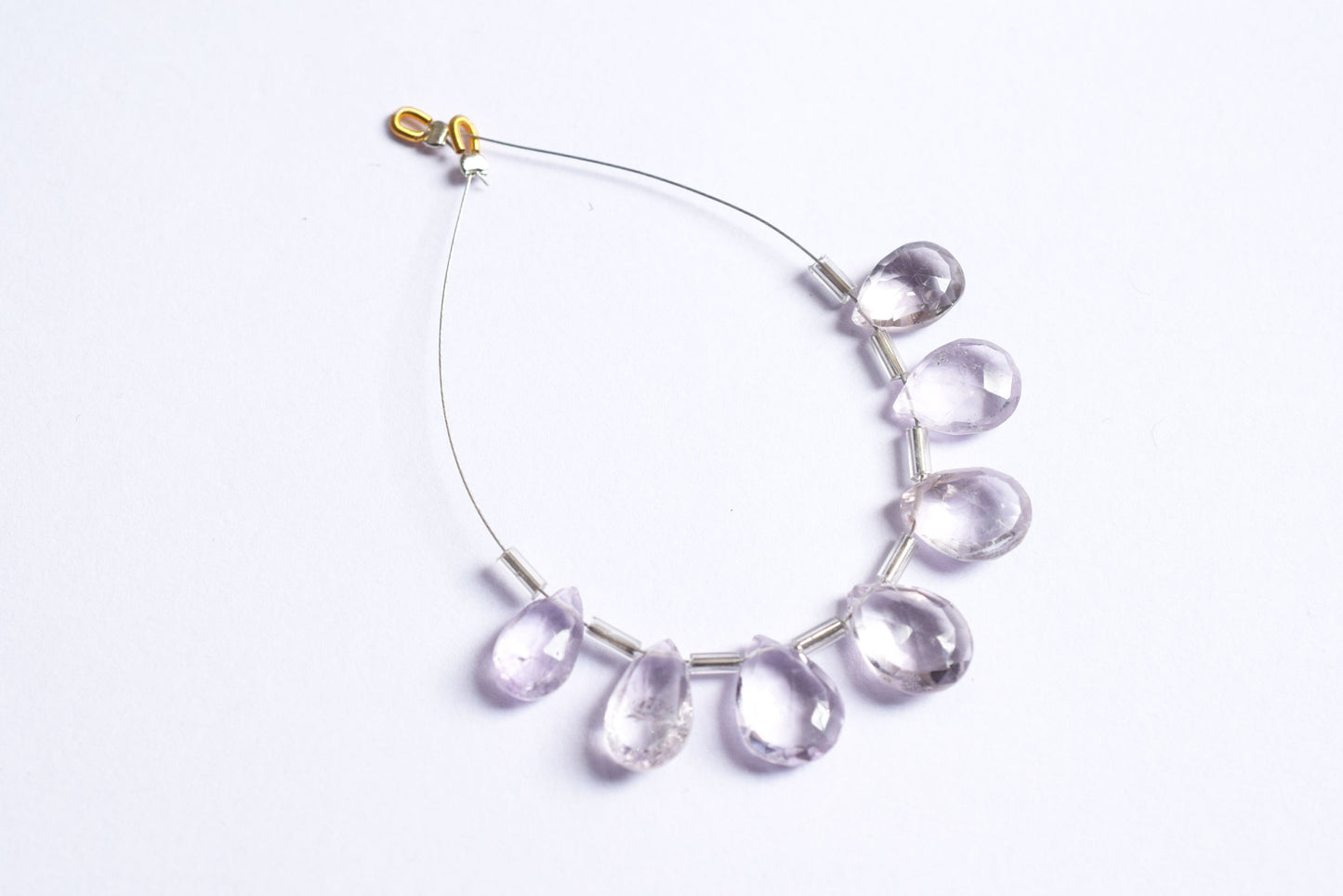 7 Pieces White Amethyst Faceted Pear Shape  Briolettes Beads Strand,Sold By Strand,7x11 - 9x13 mm ,33069