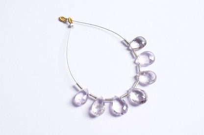 7 Pieces White Amethyst Faceted Pear Shape  Briolettes Beads Strand,Sold By Strand,7x11 - 9x13 mm ,33069